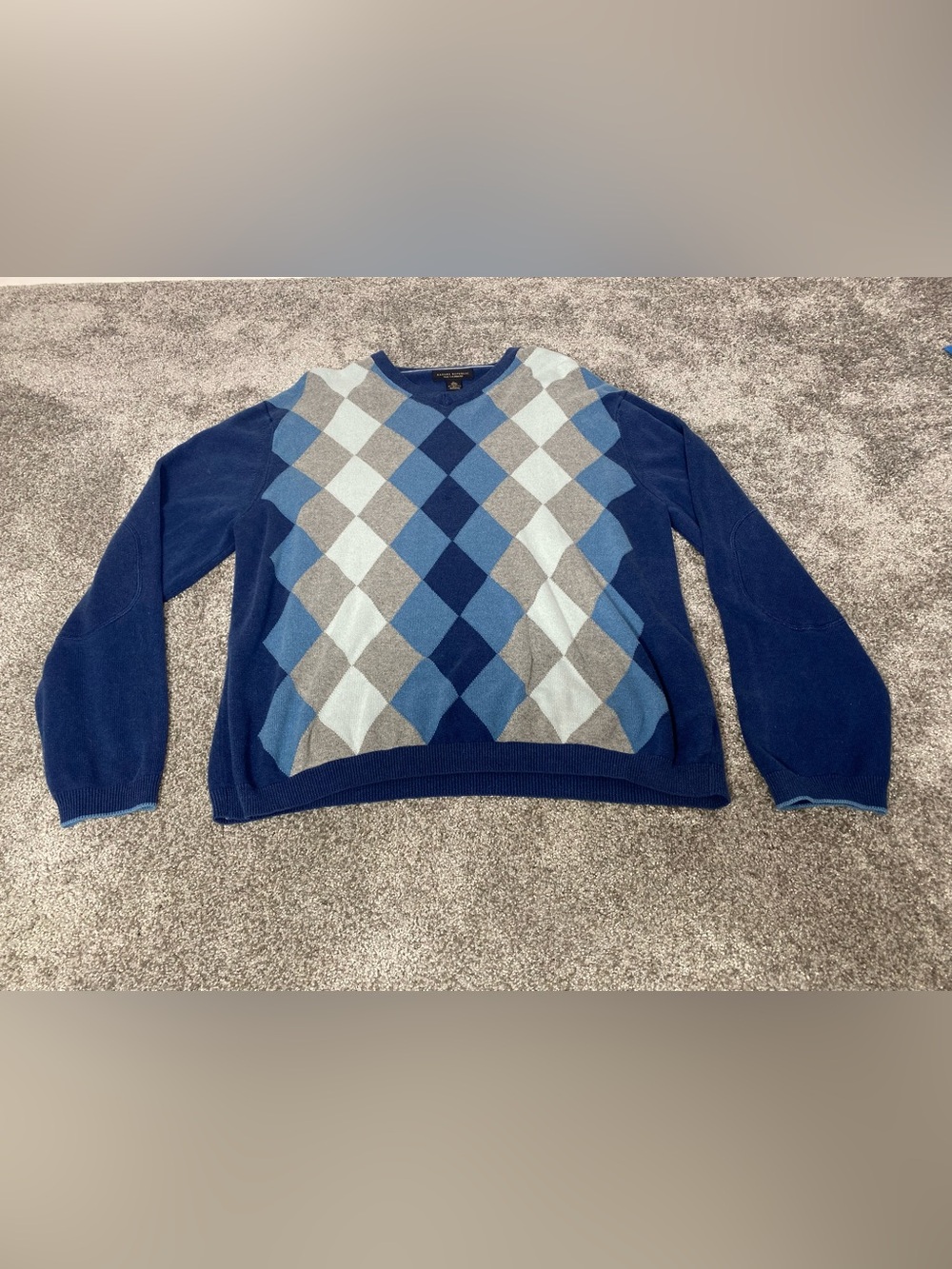 Banana Republic Luxury Blend Sweater Mens XL V-Neck Silk Cashmere Blue Gray